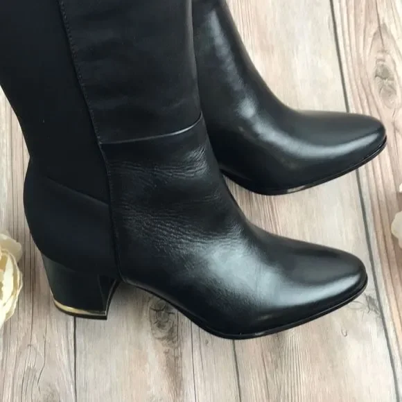 Calvin Klein Black and White Heeled Boots - Picture 7 of 8